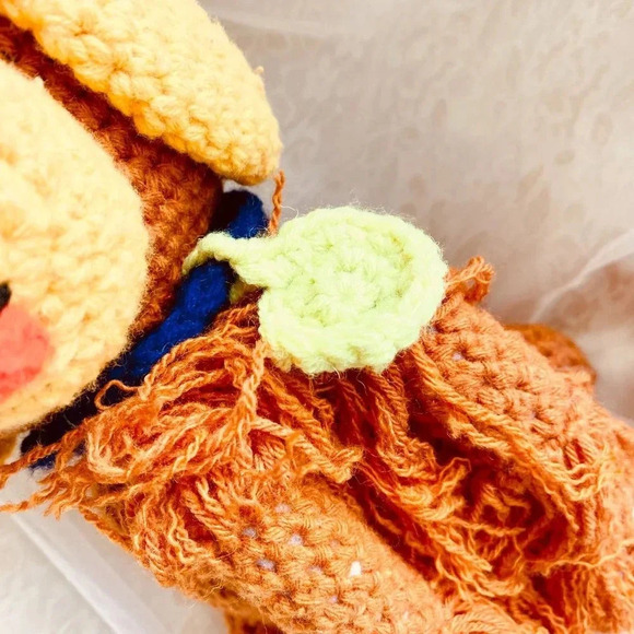 Stuffed Plushy Cute Brown and Cream Yellow Puppy Doggy Crochet Knit Doll Toy 12" - Picture 5 of 8